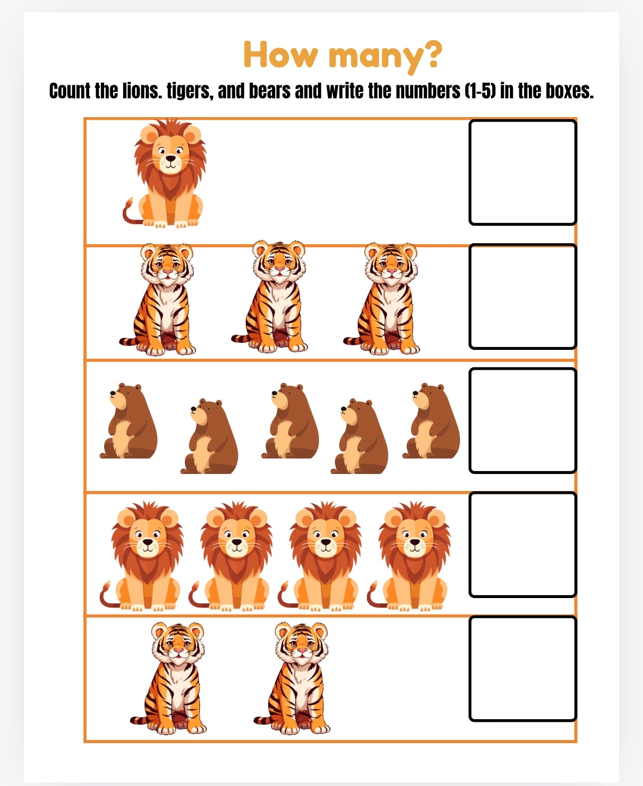 Lions, Tigers, Bears Preschool Activity Book